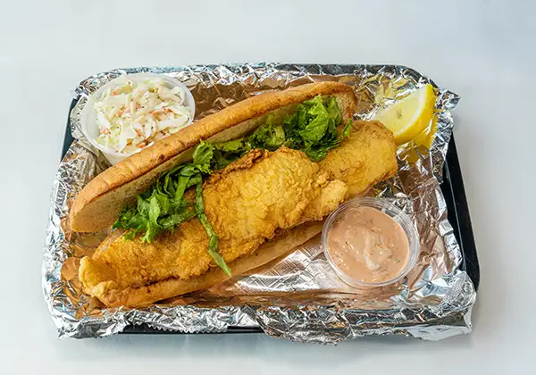 Flounder Po Boy from The Boro Low Country Kitchen